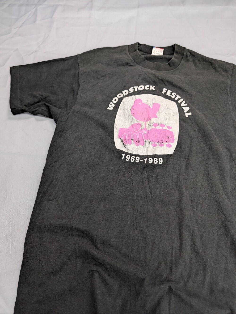Vintage Woodstock 20th Anniversary 1989 T-Shirt Black Size L